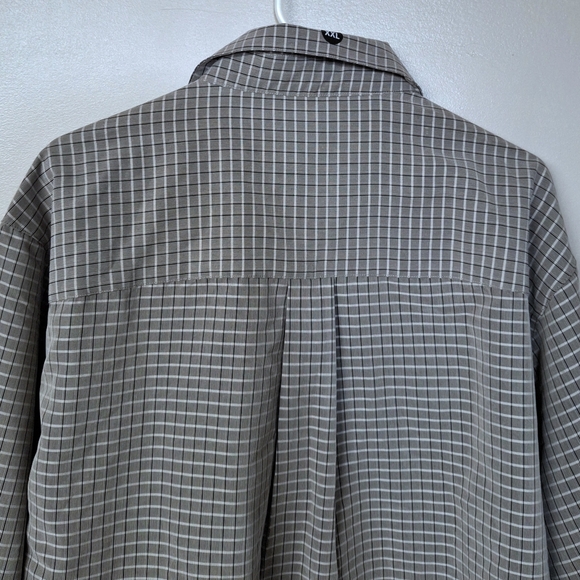 Haggar Mens Button Up Shirts Long Sleeve Checkered Plaid Gray Black White XXL - Picture 10 of 12